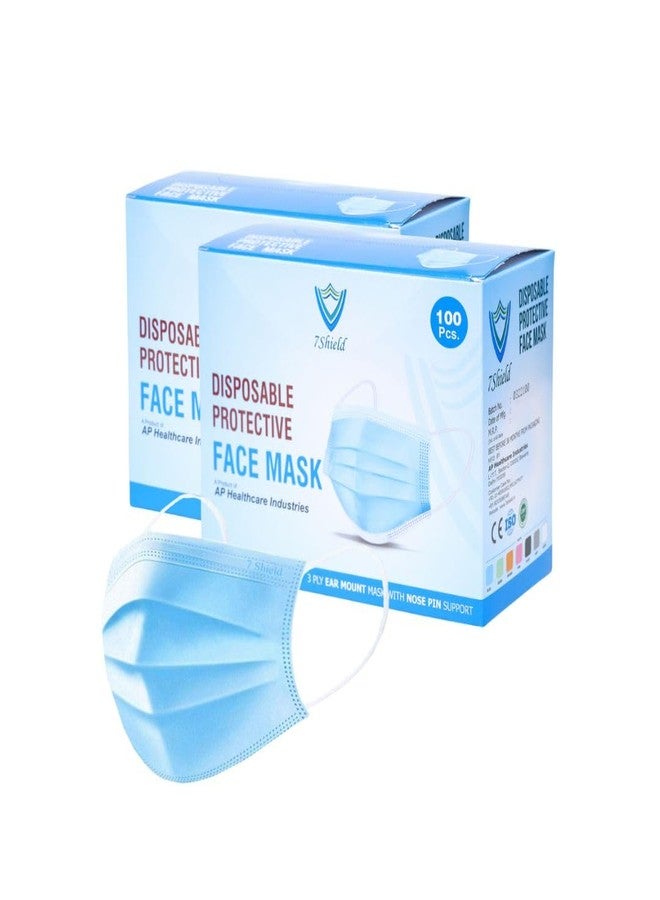 7Shield Face Mask | Disposable Safety Masks for Women & Men | ISO CE GMP SITRA Certified Soft Fabric Spandex Earloop strings, Comfortable & Secure Face Masks (Blue-200) - Image 1